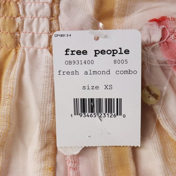 NWT Free People Do It Again Frayed‎ Trim Mini Dress Fresh Almond Stripe X Small - Picture 5 of 13